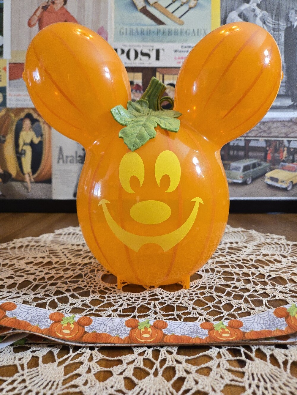 Disney Parks Pumpkin Mickey Mouse Balloon Style Halloween Popcorn Bucket